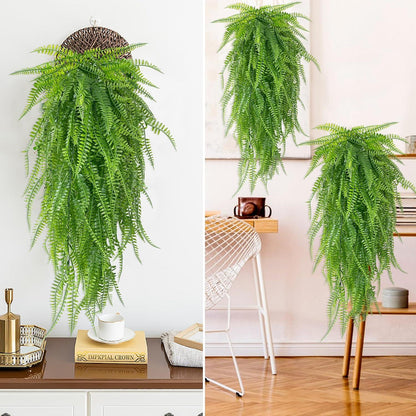 Künstliche Hängepflanzen Farn 80cm 4/6 Stück Grüne Hängepflanze Deko