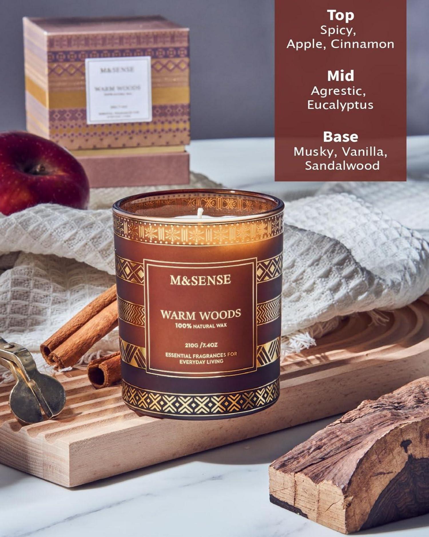Weihnachtskerze Holzduft 210g 45h Brenndauer Geschenk Frauen