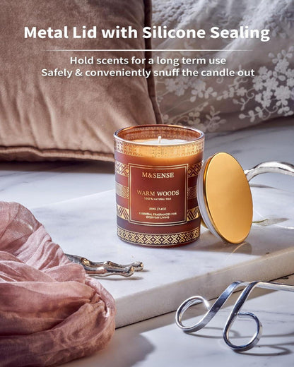 M&SENSE Weihnachtskerze Warmes Holz Winterurlaubsgeschenk 210g Jar Kerze