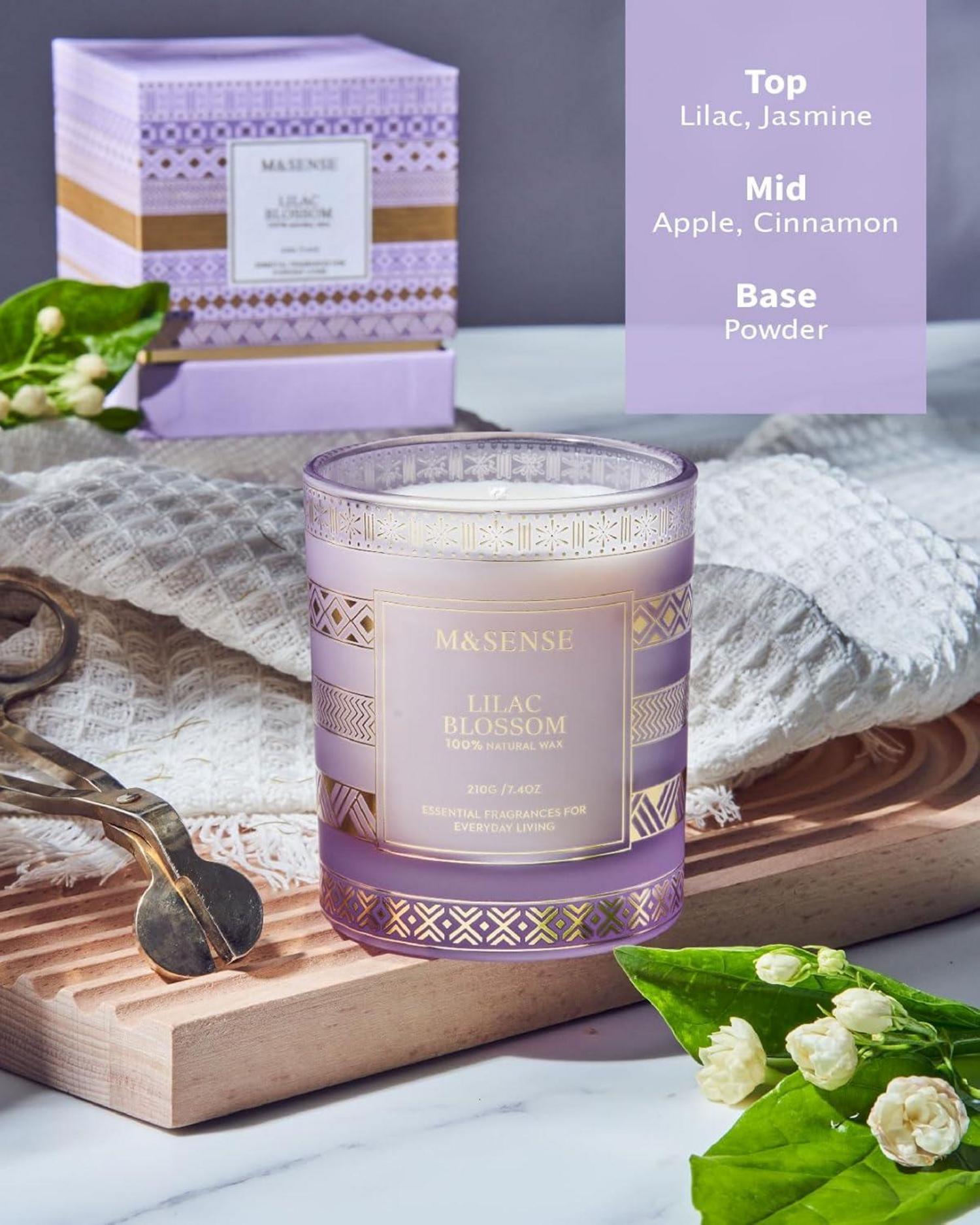 Fliederblüte Sojakerze 210g Aromatherapie Kerze 45h brennend