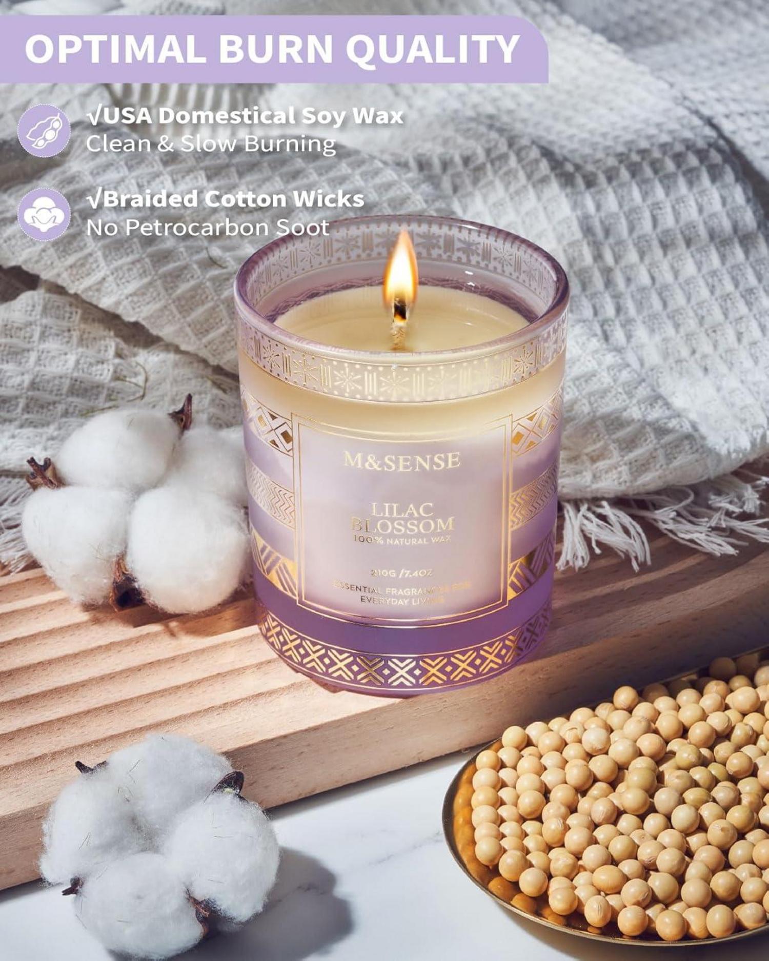 Duftkerze Fliederblüte 210g für Zuhause Aromatherapie MeditationSPA