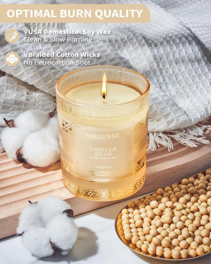 Vanilla Bean Scented Luxury Candle Gift Set 210g 45 Hours Burning