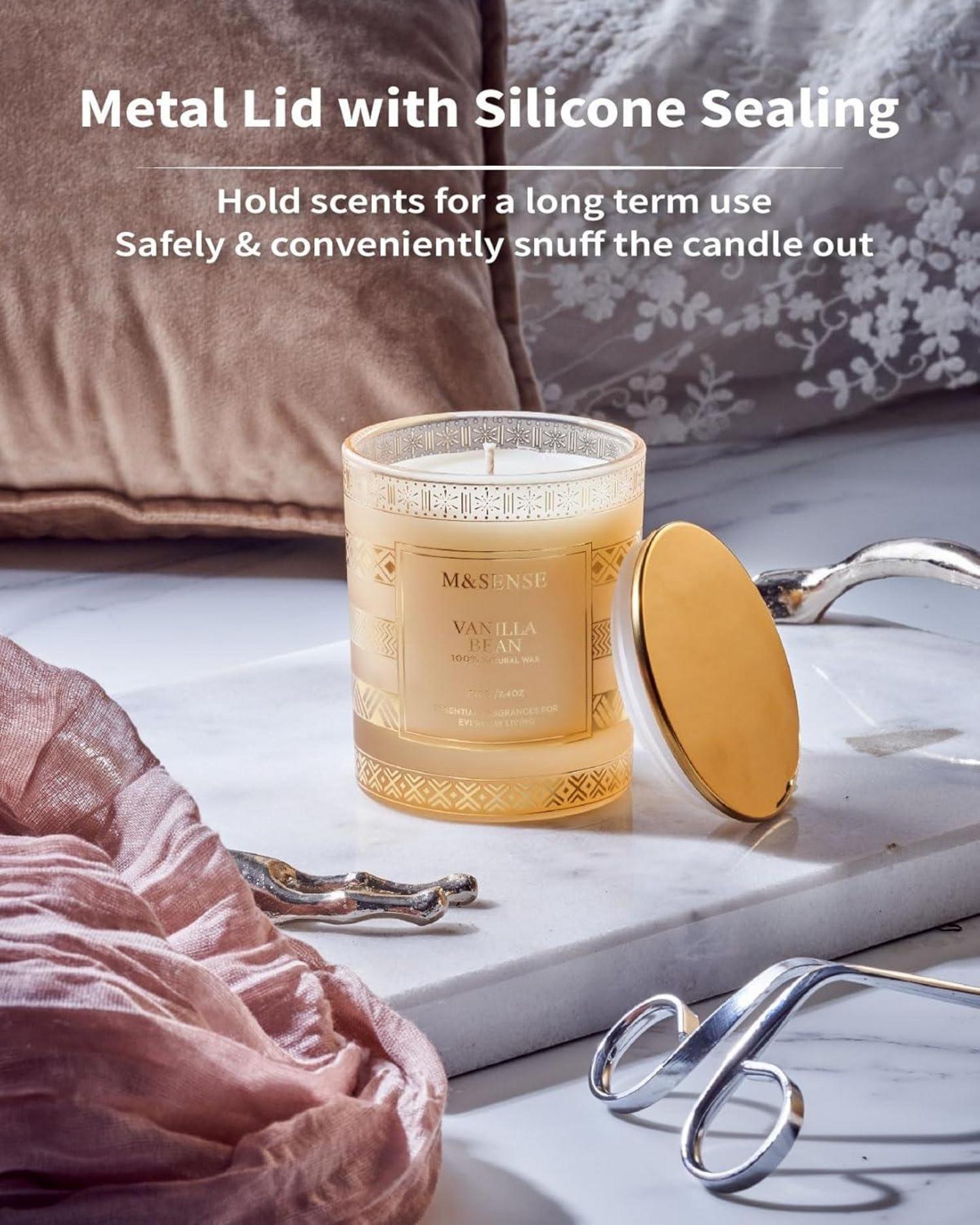 M&SENSE Vanilla Bean Luxury Scented Candle Gift Set 210g 45 Hours Natural Soy Candle
