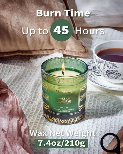 M&SENSE Weihnachtskerze Balsam Zedernholz 210g Soja Kerze 45h Luxus
