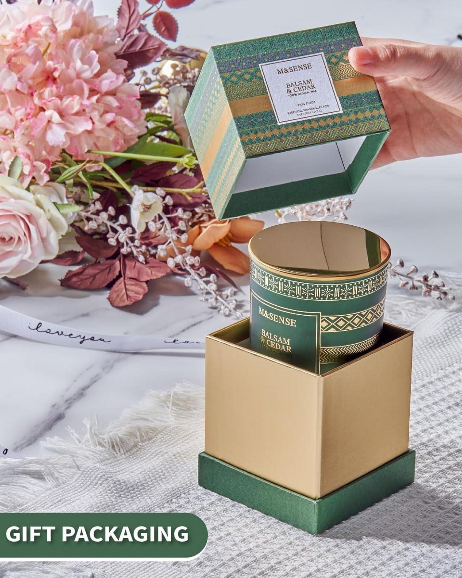 Weihnachtskerze Balsam Zedernholz Soja 210g 45h - Luxus Geschenk Für