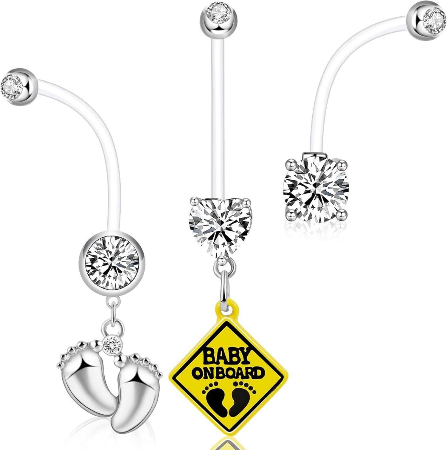 6er Set Sport Bauchnabelpiercing Schwangerschaft Acryl 14G Gem