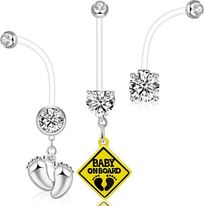 6er Set Sport Bauchnabelpiercing Schwangerschaft Acryl 14G Gem