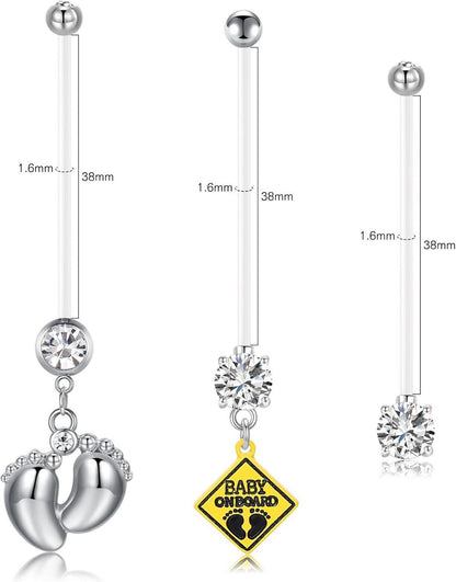Mutterschaft Bauchnabelpiercing 6er Set Acryl Gem Sortiert Bioflex 14G Schmuck