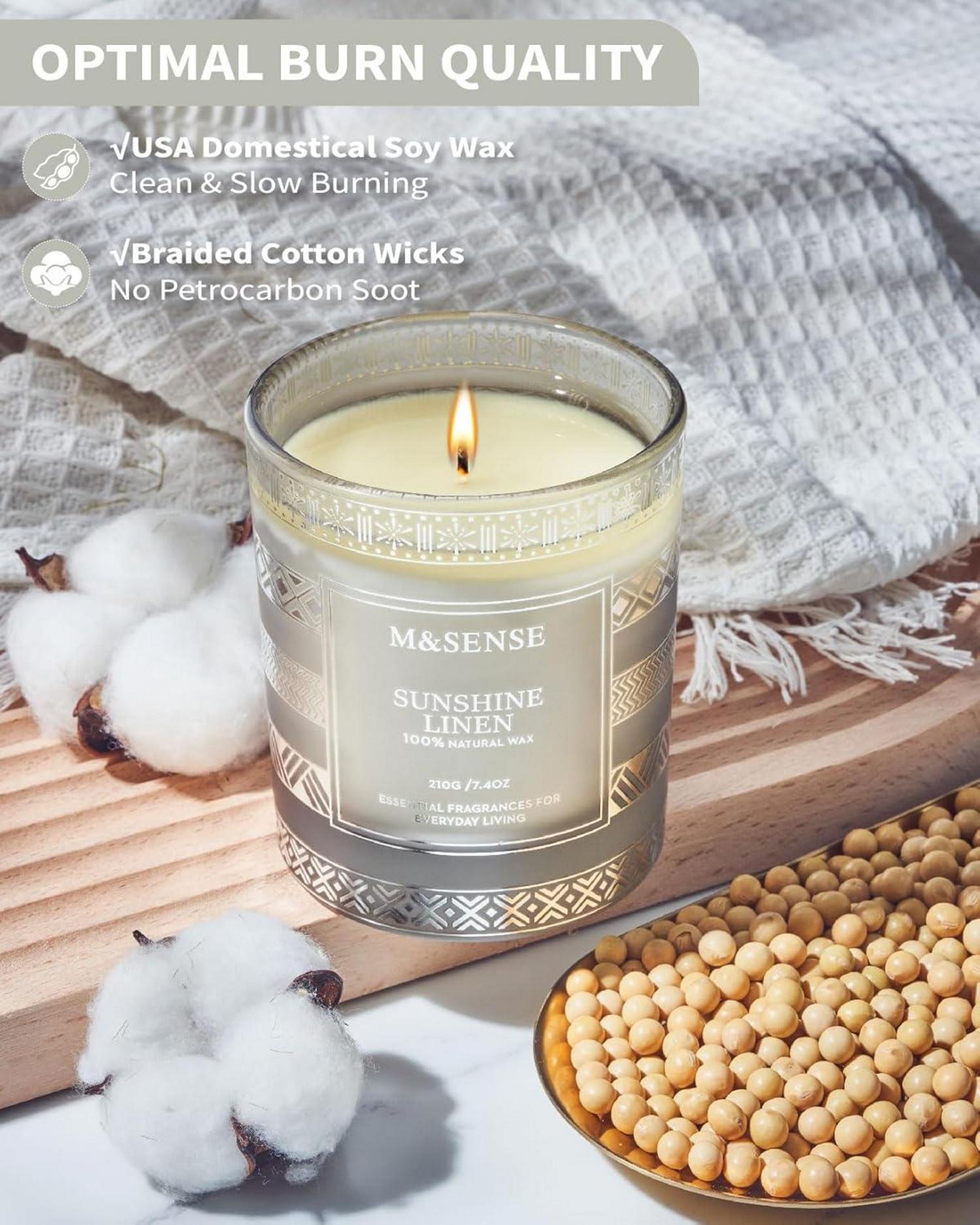 Linen Scented Candles 210g Natural Soy Wax Luxury Candle