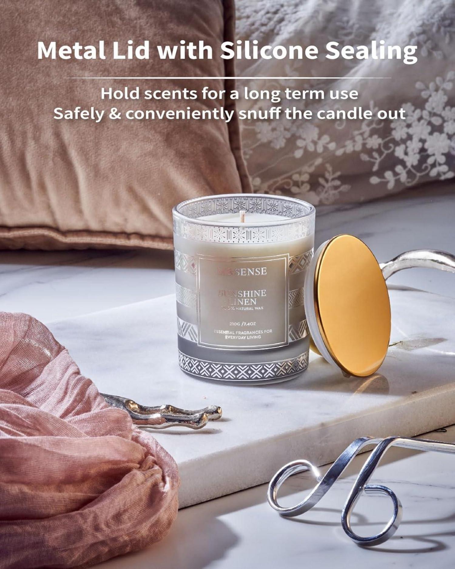M&SENSE Sunshine Linen Scented Candle 210g Long Lasting Luxury Valentines Gift