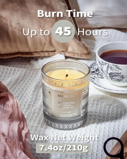 Duftkerze M&SENSE Sunshine Linen 210g 45h Natürliches Sojawachs Luxuskerze