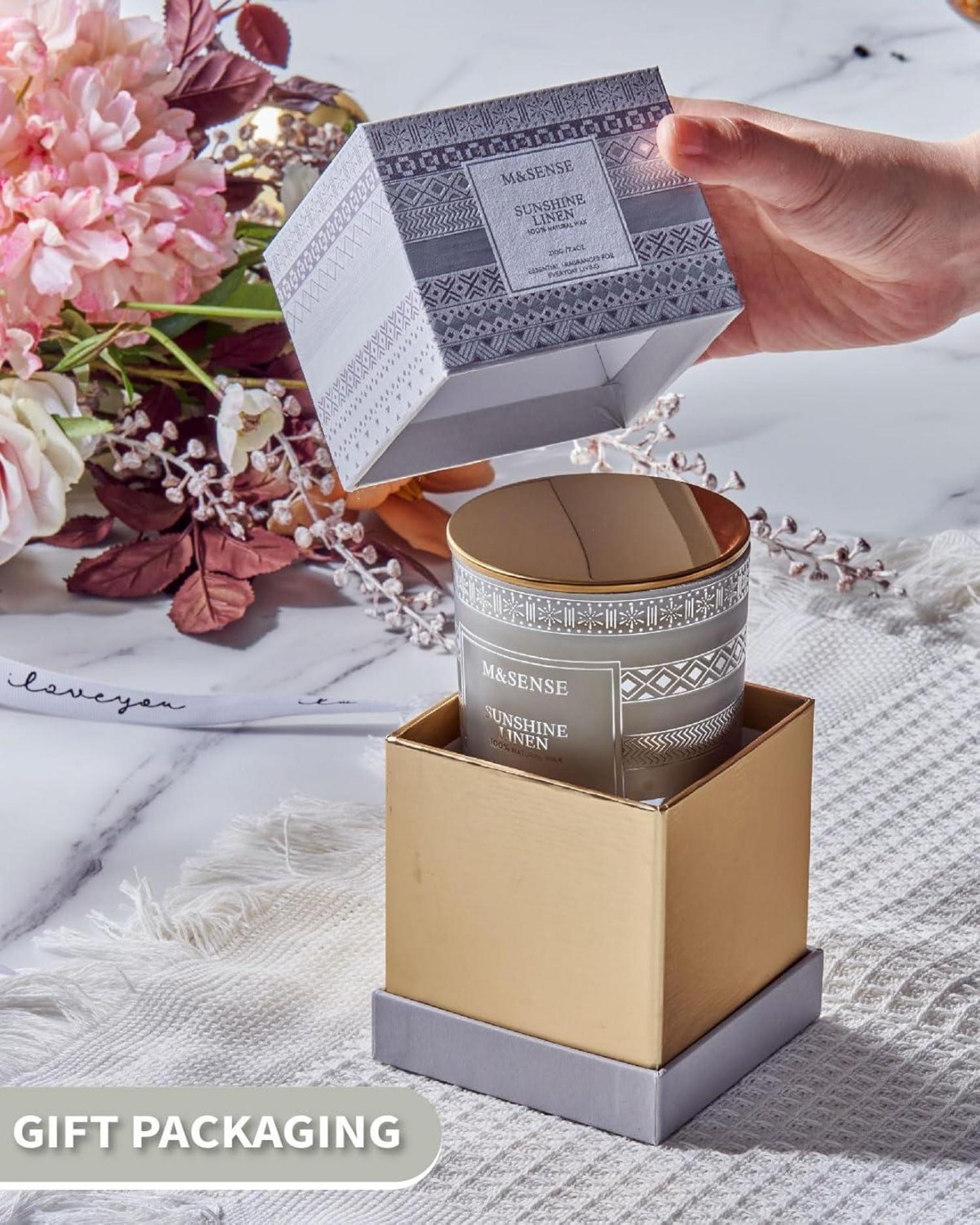 Scented Linen Candles 210g - Natural Soy Wax Home Decor
