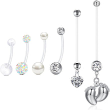6er Set Mutterschaft Bauchnabelringe Sport Acryl 14G Bioflex Gem