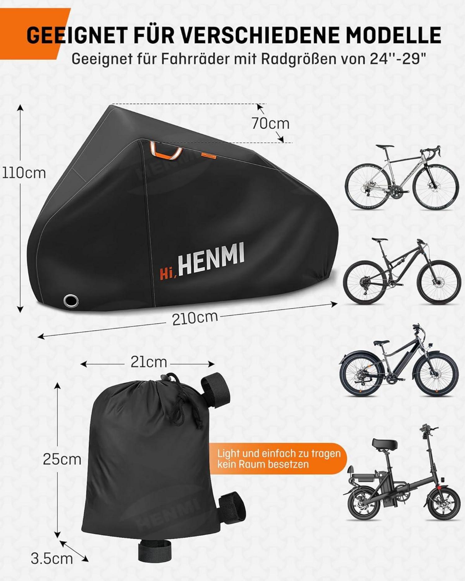 HENMI Fahrradabdeckung 420D Wasserdicht mit