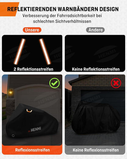 HENMI Fahrradabdeckung 420D Wasserdicht mit Aufbewahrungstasche UV-Schutz Schwarz