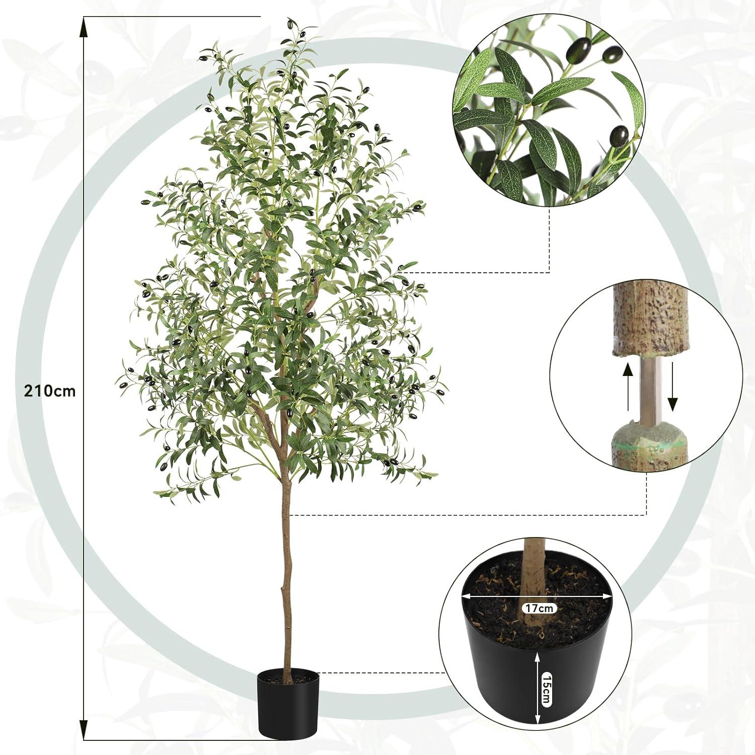Künstlicher Olivenbaum 210cm groß Kunstpflanze für