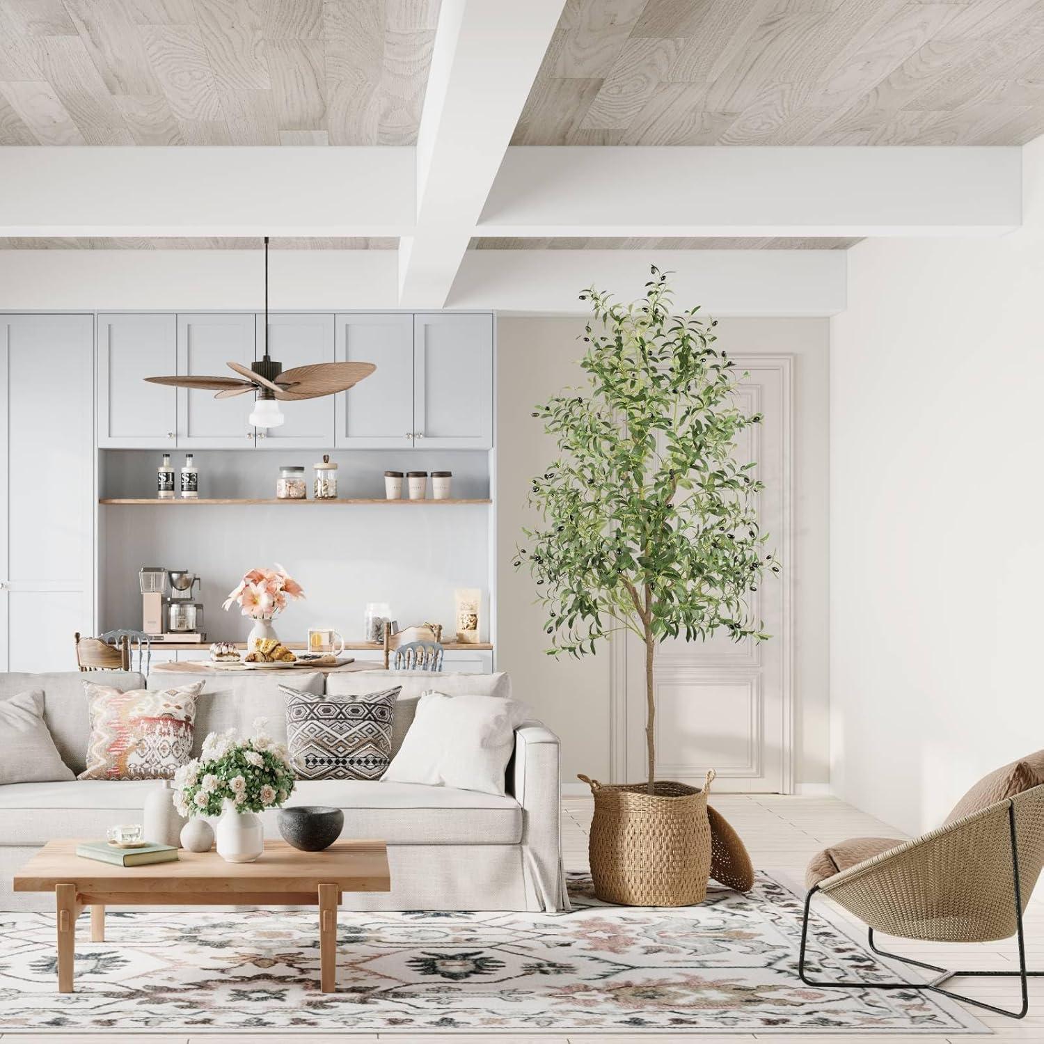 YOLEO Künstlicher Olivenbaum 210cm Kunstpflanze groß deco 210cm