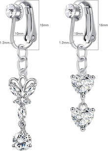 3er Set Fake Bauchnabelpiercing Silber Chirurgenstahl Clip