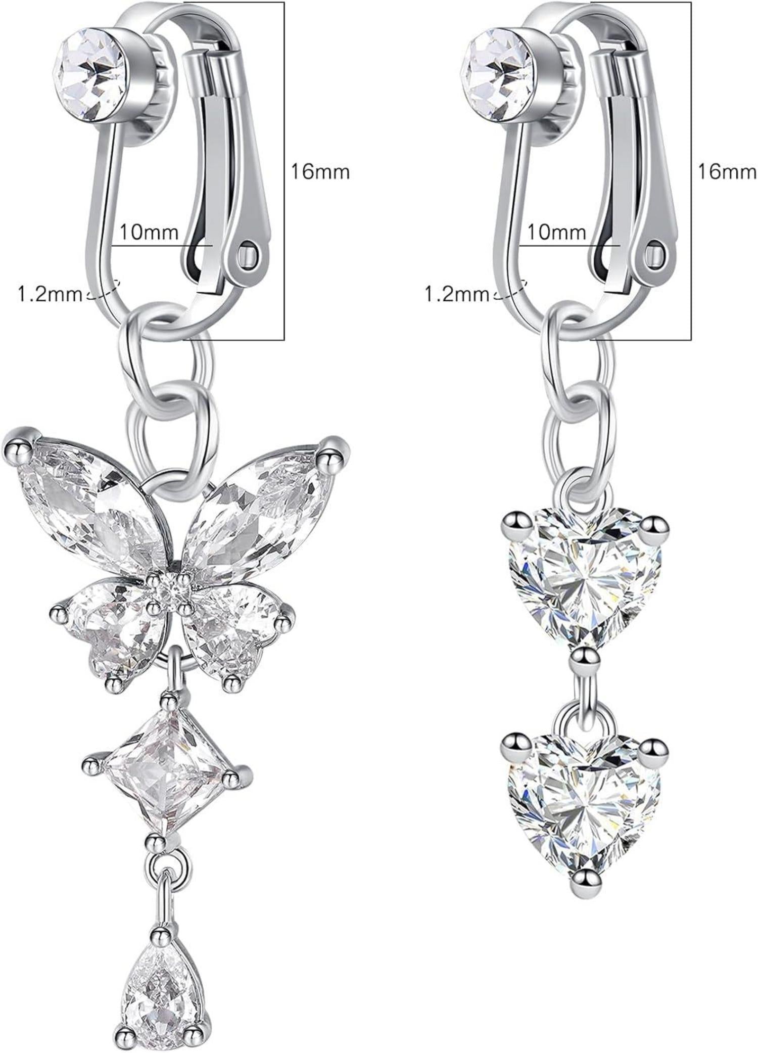 3er Set Fake Bauchnabelpiercing Silber Chirurgenstahl Clip