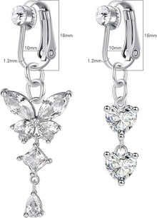 3er Set Fake Bauchnabelpiercing Silber Chirurgenstahl Clip