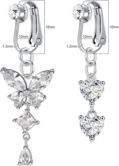 3er Set Fake Bauchnabelpiercing Silber Chirurgenstahl Clip