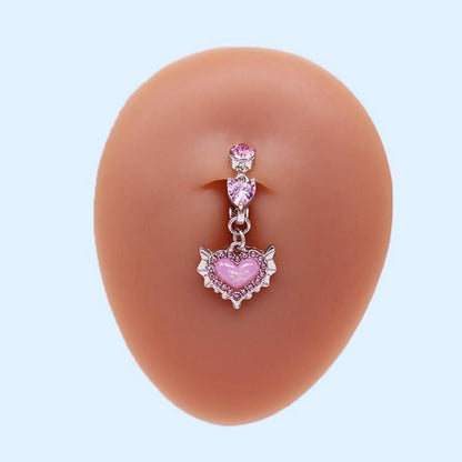 3er Set Fake Bauchnabelpiercing Silber Clip Herz Kristallkugel Damen