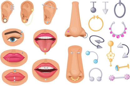 Professionelles Einweg Bauchnabelpiercing Set inkl. Pistole und Nadeln