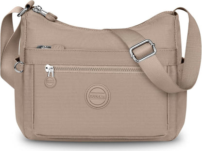 Umhängetasche Damen Wasserdicht Nylon Crossbody Bag Viel Fächer Blau