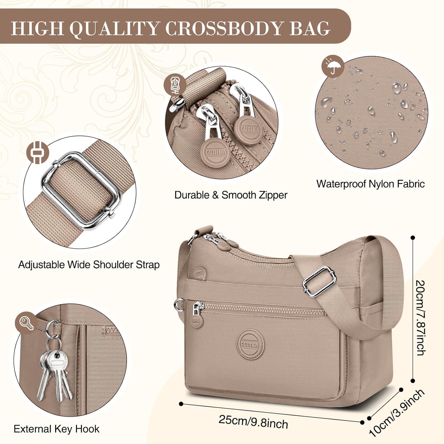 VOBUKE Umhängetasche Damen Mittelgroß Wasserdicht Nylon Crossbody Bag mit Vielen Fächern