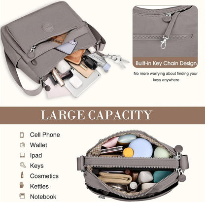 VOBUKE Umhängetasche Damen Mittelgroß Nylon Crossbody Bag