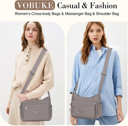 Umhängetasche Damen Mittelgroü Wasserdicht Nylon Crossbody Bag, 10