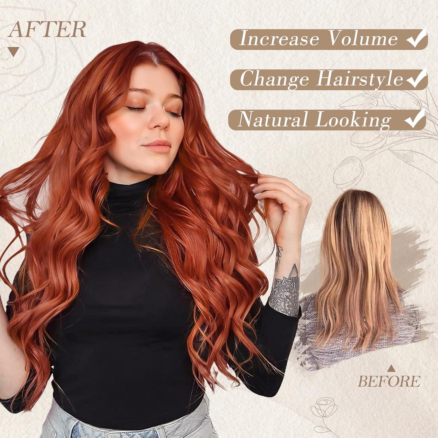BARSDAR Lange Kupfer Auburn Wellige Synthetische Perücke für Frauen 66cm Hitzebeständig - Tägliche Party