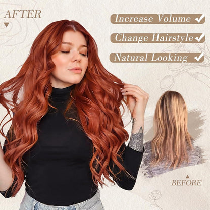 BARSDAR Lange Kupfer Auburn Wellige Synthetische Perücke für Frauen 66cm Hitzebeständig - Tägliche Party