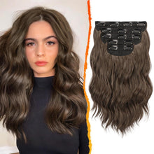Braune Wellige Clip-in Extensions 35cm 5-teiliges Set