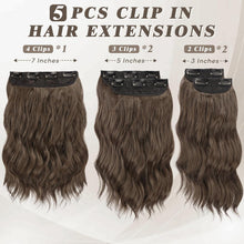 Clip in Extensions 35cm Braun Wellige Haarverlängerung 5PCs