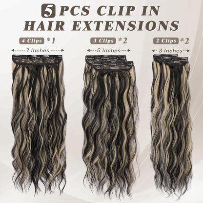 Clip in Extensions 50cm Highlight Wellige Haarverlängerung