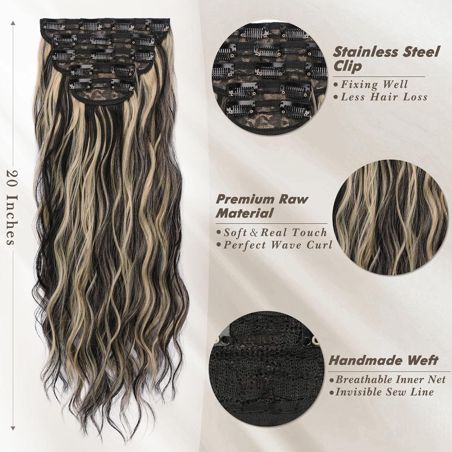 Extensions Highlight Wellige Clip in Haarverlängerung 50cm Schwarz