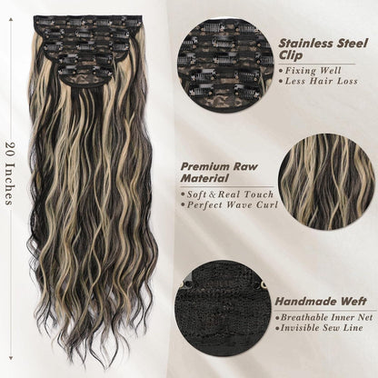 Extensions Highlight Wellige Clip in Haarverlängerung 50cm Schwarz