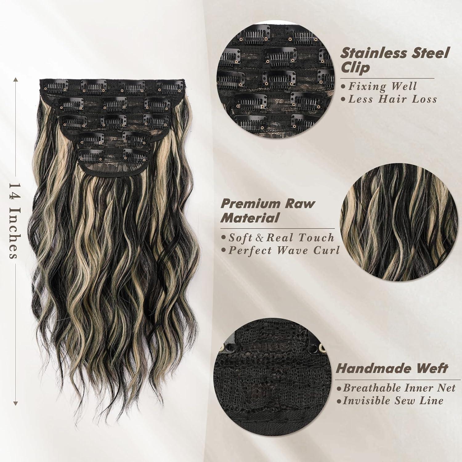 Clip in Extensions Highlight 35cm Wellige Haarverlängerung 5PCs