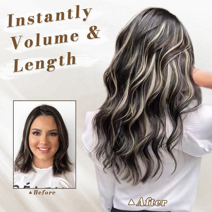 Clip in Extensions 35cm Highlight Wellig Schwarz Blonde Weave