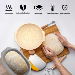 Gärkörbchen Set Silikon Brotform oval rund Teigschaber