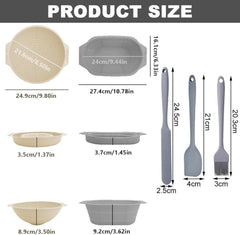 Silikon Gärkorb Brotbackform Set Teigschaber Pinsel Oval Rund