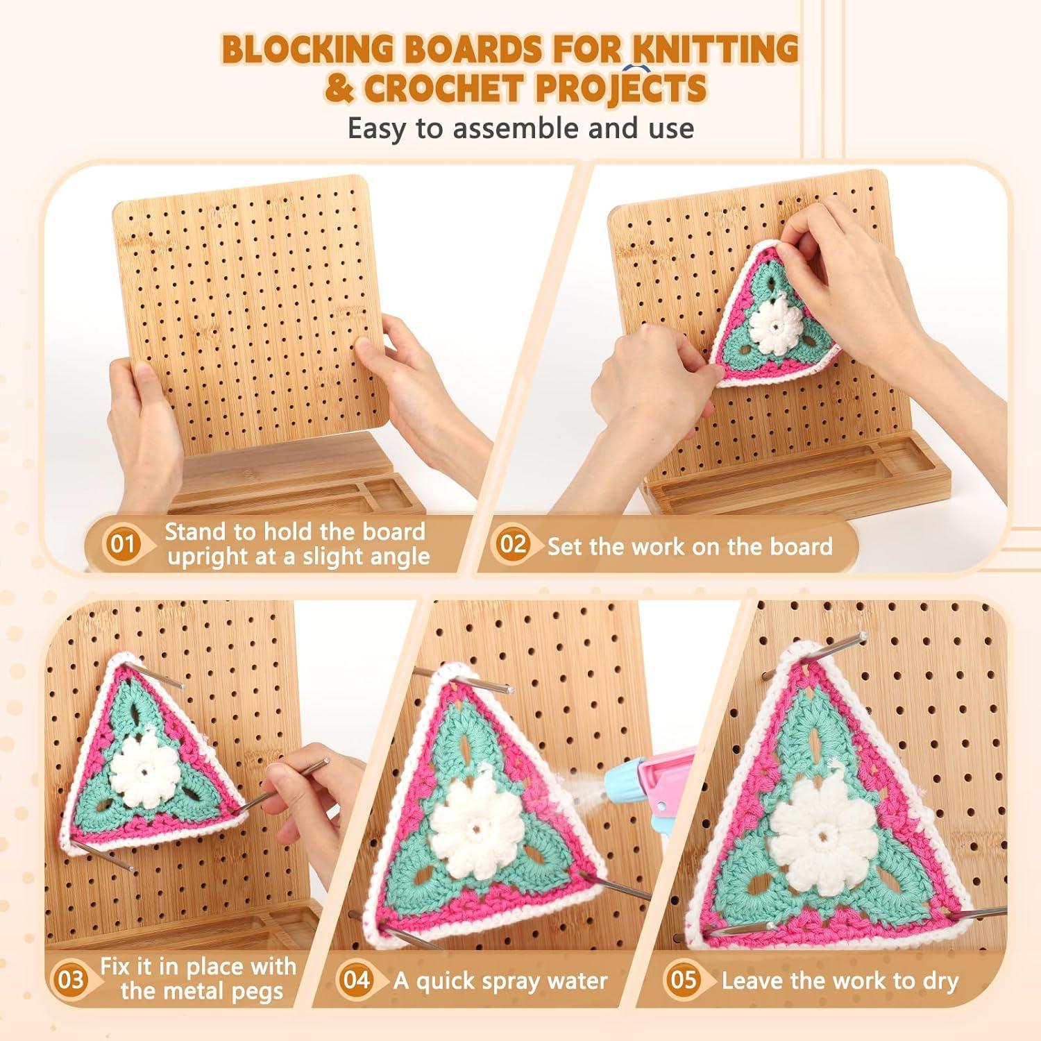 Wooden Granny Square Spanner Set 20 Stahlnadeln 20x20cm