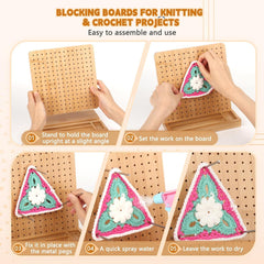 Wooden Granny Square Spanner Set 20 Stahlnadeln 20x20cm