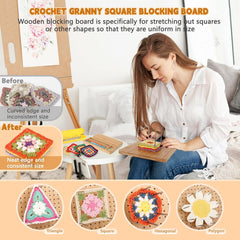 Holz Granny Square Spanner Blocking Board Häkelset 20x20cm