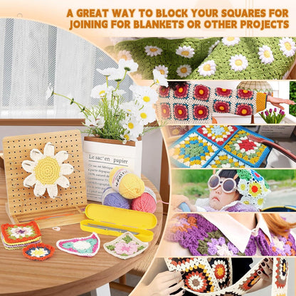 Holz Granny Square Blocking Board mit Stahlnadeln 20x20cm