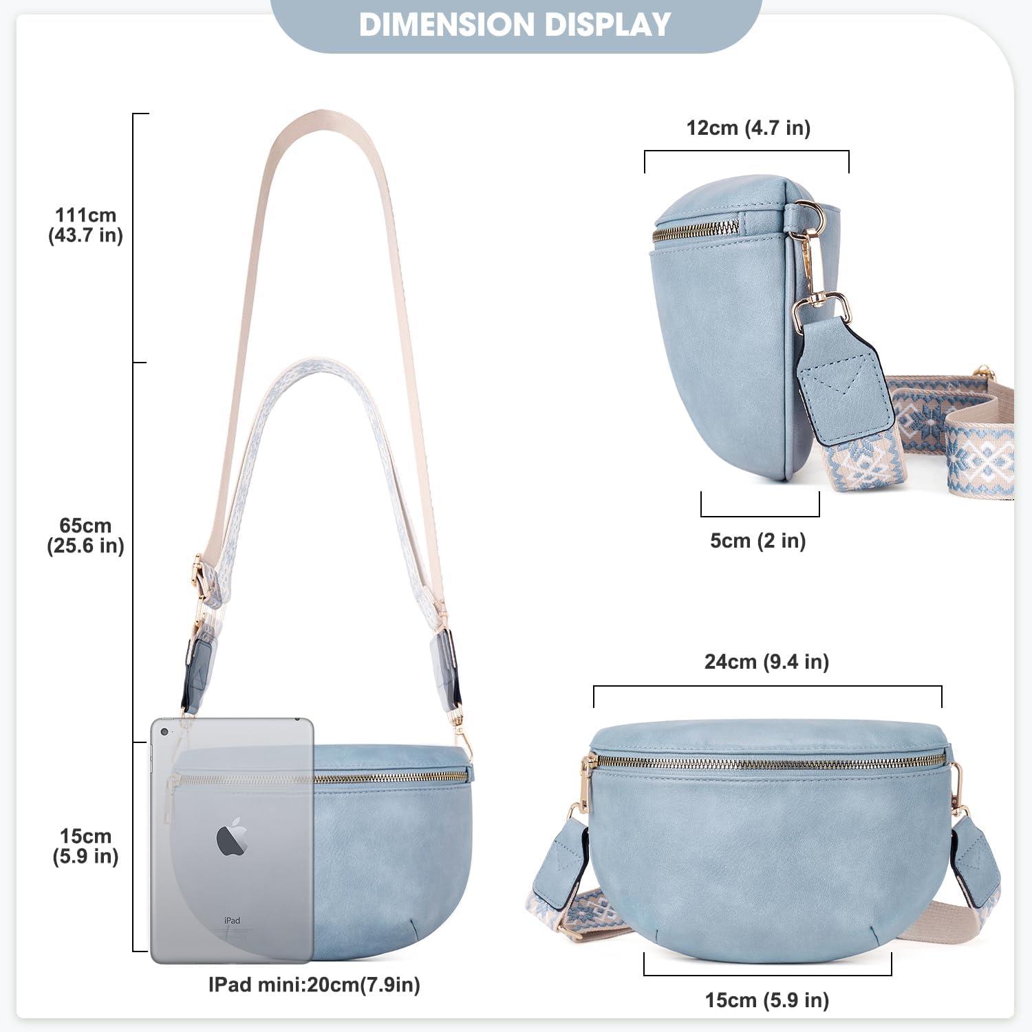 Damen Umhängetasche RFID Blockierung PU Leder Crossbody Brusttasche