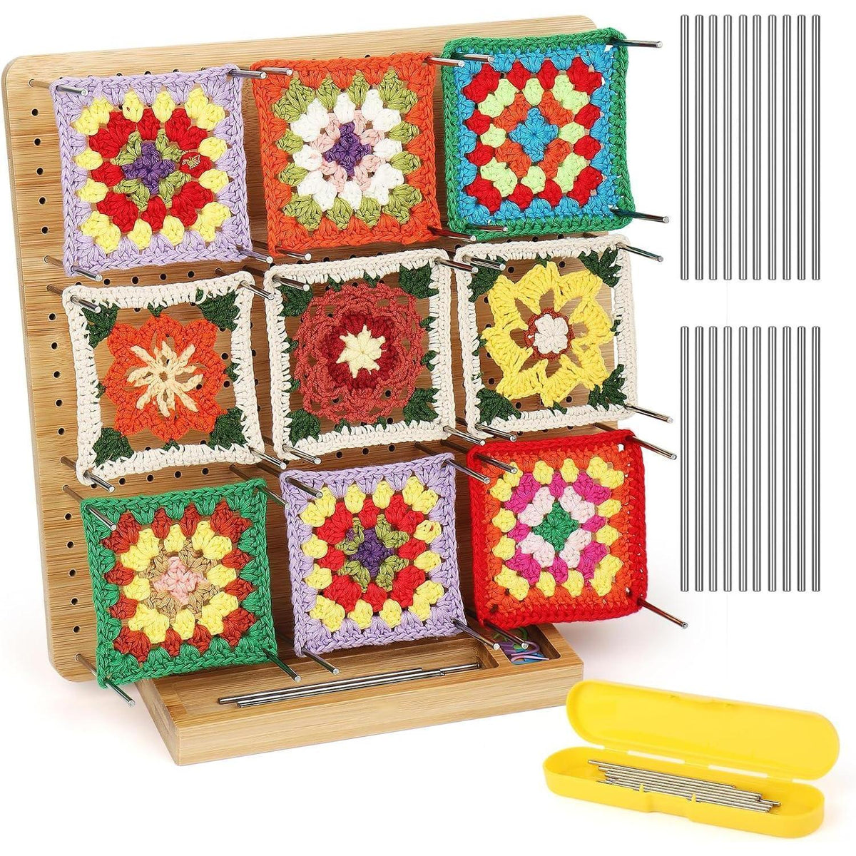 Granny Square Sperrbrett Holz 29cm mit Spanner & Zubehör