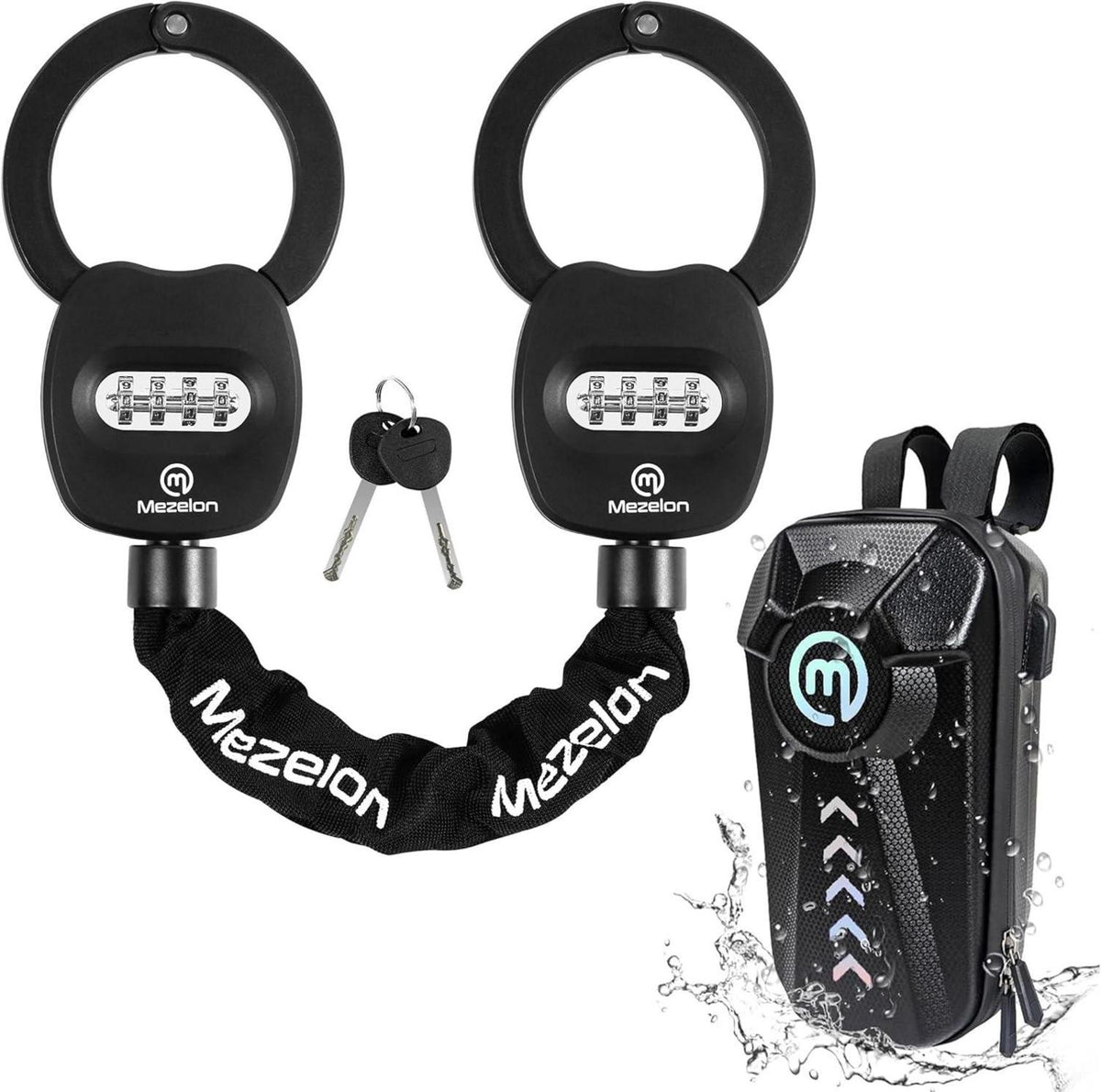 Mezelon E Scooter Zahlenschloss 8mm-Hochsicherheits-Schloss 3L Tasche
