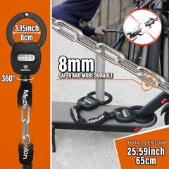 Mezelon E Scooter Zahlenschloss 8mm Hochsicherheitskette 3L Tasche